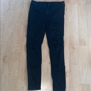 high rise black ripped jeggings